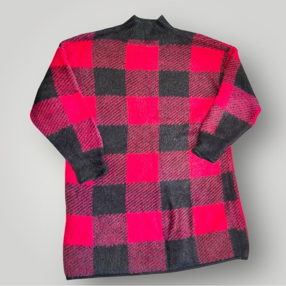 SO Red/Black Checkered Fluffy Soft Long Sweater - Picture 11 of 13